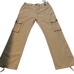 Womens XL Zmpsisa Cargo Pants Khaki Wide Leg Utility Trousers Elastic Waist‎